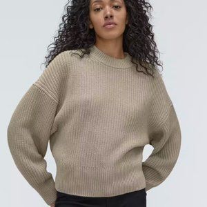 EVERLANE  Texture Cotton Crew - Trench Coat Khaki sweater size XL